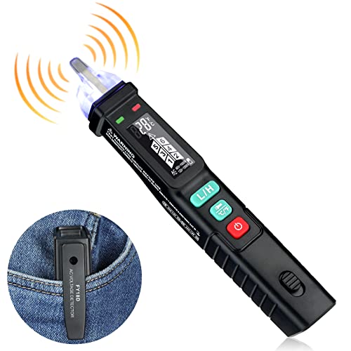 Non-Contact Voltage Tester, Electrical Tester Pen w/ LCD Display, Dual Range AC Voltage Detector 12V/48V-1000V, Live/Null Wire Tester, Breakpoint Finder, Ambient Temperature, Buzzer Alarm & Flashlight | The Storepaperoomates Retail Market - Fast Affordable Shopping
