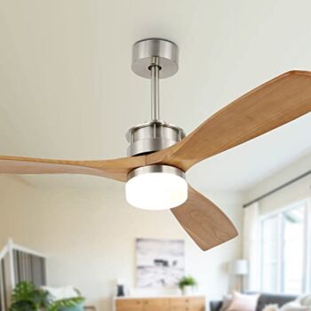 52” Wood Ceiling Fan with Lights, Outdoor Ceiling Fan with Light and Remote Dimmable Led Light Ceiling Fan for Covered Patios Bedroom Living Room | The Storepaperoomates Retail Market - Fast Affordable Shopping