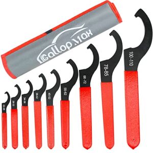 GallopMax 9Pcs Coilover Spanner Wrench Set, Universal Spanner Wrenches Motorcycle Shock Wrench Adjustable Carbon Steel Coil Over Adjustment Tool (Red)