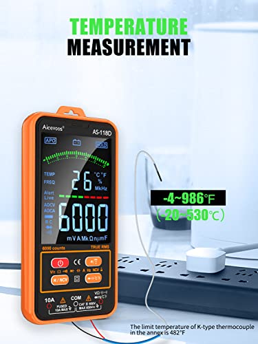 Aicevoos AS-118D Smart Digital Multimeter Auto-Ranging Voltmeter Electrical Tester Measures Voltage Current Capacitance Resistance Continuity Duty-Cycle Temperature Frequency | The Storepaperoomates Retail Market - Fast Affordable Shopping