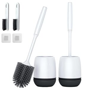 Toilet Brush, 2 Pack Toilet Bowl Brush and Holder with Ventilated Holder, Bathroom Accessories Toilet Bowl Cleaners with Silicone Bristles, Toilet Cleaner Brush for Deep Cleaning (Black)