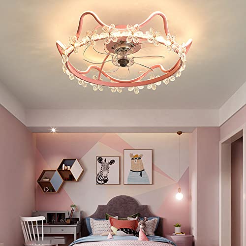 IBalody Modern Creative Ceiling Fan with LED Light Three Dimmable Fan Lights 20in Round Mini Ceiling Lights Fan Lighting Indoor 3 Speed Ceiling Light with Fan Girl’s Room Decor | The Storepaperoomates Retail Market - Fast Affordable Shopping