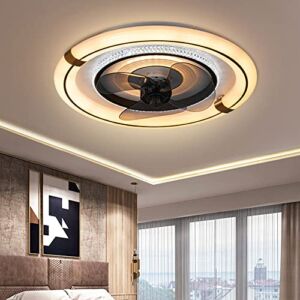 CATA-MEDICA Tropical & Beach LED Lighting & Ceiling Fans Low Profile Ceiling Fans & Lighting Three-Color Dimming Ceiling Fans with Light Semi Enclosed Fan Light for Living Dining Room Small Space