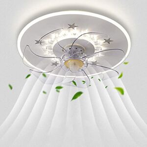 IBalody White Creative Round Ceiling Fan Light Indoor 3 Speed Ceiling Lights with Fan Bedroom Mute Ceiling Lights Fan Lighting Stepless Dimmable Ceiling Fan with LED Lights