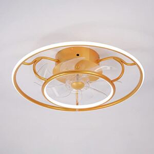 IBalody Gold 3 Speed Ceiling Fan Light Modern Indoor Mute Ceiling Fan with Lights 104W LED Dimmable Ceiling Lights Fan Lighting Flush Mount Fan Light for Bedroom Study Room