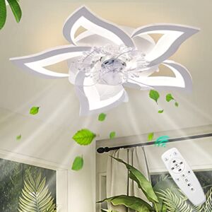 AHAWILL Modern Ceiling Fan with Lights,110v Dimmable Flower Shape Ceiling Light Fan With remote control/app control ,Timing 3 Gear Speeds Fan Ceiling Lamp Suitable for Bedroom,Living Room,and etc.