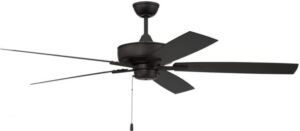 Craftmade OS60FB5 Outdoor Super Pro 60″ Outdoor/Indoor Wet Locations Ceiling Fan with Pull Chain, 5 Blades, Flat Black