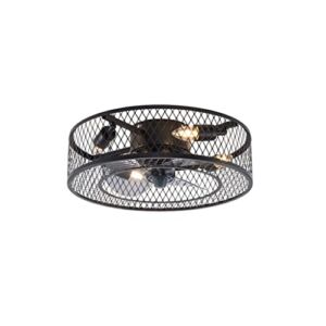Industrial Ceiling Fan Lamp Chandeliers 220v Remote Control Lamps for Living Room Bedroom Fans Light Loft (Color : Black, Size : 45cm)