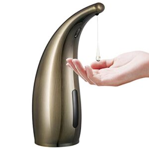QOSDA Automatic Soap Dispenser Touchless 300ml, Infrared Motion Sensor Soap Dispenser with Waterproof Base, Hand Free Liquid Soap Dispenser for Bathroom & Kitchen Sink (Upgraded Gold)