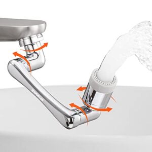 Faucet Extender, Spurtar 1080° + 360° Rotatable Multifunctional Extension Faucet, Universal Splash Filter Faucet, Faucet Extender for Bathroom Sink, Swivel Kitchen Faucet Aerator, Silver