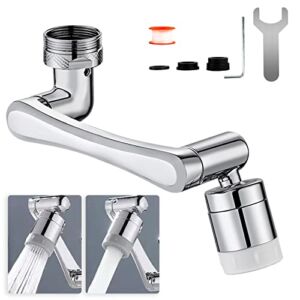 1080 Degree Rotatable Faucet Aerator, Rotating Faucet Extender, Faucet Extender for Kitchen Bathroom Sink, with 2 Water Outlet Modes