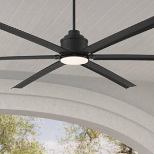 84″ Ultra Breeze Modern Industrial Outdoor Ceiling Fan with Dimmable LED Light Remote Control Matte Black Wet Rated for Patio Exterior House Home Porch Gazebo Garage Barn – Casa Vieja
