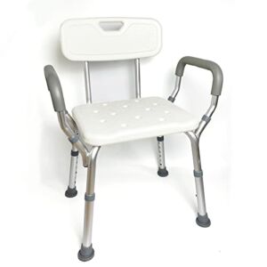 MAYCARE Heavy Duty Shower Chair Bath Seat for Inside Shower,with Padded Armrests and Back,Medical Tool Free Anti-Slip Shower Bench Bathtub Stool for Elderly, Senior, Handicap & Disabled