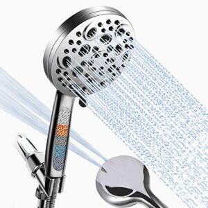 Lemnislife Handheld Shower Head with Filter, High Pressure 8 Spray Settings + 2 Power Jet Modes Detachable Shower Heads with 59″ Stainless Steel Hose, Filtered Shower Head for Hard Water Soften