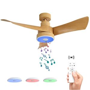 ASALL 46 inch Smart ceiling fan with Bluetooth speaker RGB dimmable LED light and remote control 3-speed regulation reversible motor, suitable for bedrooms and restaurants living room