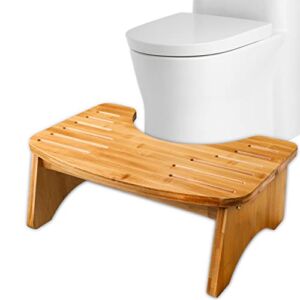 Toilet Stool, P&BEXC Bamboo 6 Inch Toilet Potty Stool,Easy to Assemble Bathroom Poop Stool with Non-Slip Mat for Adults Children,Wooden Poop Step Stool for Adults,330 lbs Capability