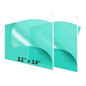 (2-Pack) 11 x 14” Clear Acrylic Sheet Plexiglass – 1/8” Thick; Use for Craft Projects, Signs, Sneeze Guard and More; Cut with Cricut, Laser, Saw or Hand Tools – No Knives
