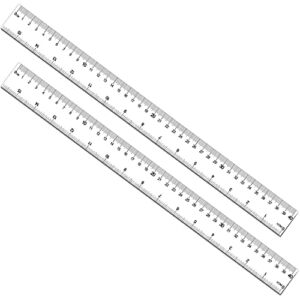 2 Pack 40cm Ruler Plastic Ruler Straight Ruler Plastic Measuring Tool Transparent Ruler Long Ruler with Inches and Metric Measuring for Student School Office Contruction Rulers (Clear, 15 3/4 inch)