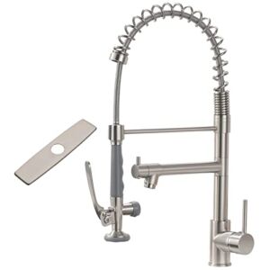Fapully Kitchen Faucet with Pull Down Sprayer,Commercial Kitchen Sink Faucet with Deck Plate,Brushed Nickel