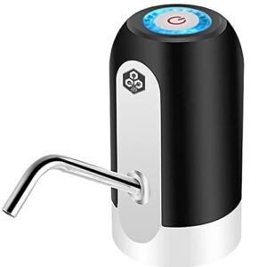 J2G Connect 5 Gallon Water Dispenser, Electric Cold Water Bottle Pump with Rechargeable Battery, USB Charging Water Bottle Pump for 2-5 Gallon Portable Automatic Water Dispenser(Black)
