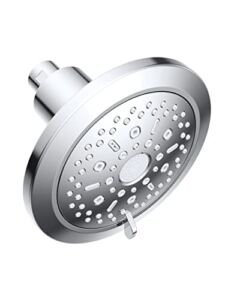 Shower Head High Pressure, REXMEO Luxury Bathroom Fixed Large Showerhead with Water Saving Stop Mode,12 Spray Patterns, Adjustable Angles, Flow Regulator, Chrome Finish, Wall-Mount Showerhead