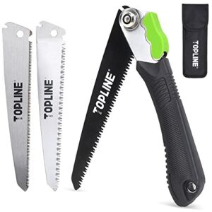 TOPLINE 3-IN-1 Folding Hand Saw Kit, 8-Inch Sharp Blade Included, Folding Saw for Trees, Foldable Garden Hand Saw with Triple Bevel Teeth for Wood Cutting, Camping, Pouch Included