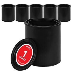 1-Quart Plastic Paint Bucket (6 Pack) – Triple Lock Airtight Seal – Minimizes Skimming – Rust Proof – Odor & Chemical Resistant – 32 Fl Oz All-Plastic Paint Can with Snap On Lid – Stock Your Home