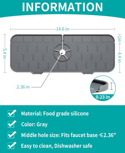 Kitchen Sink Splash Guard, Silicone Faucet Handle Drip Catcher Tray, Washers Faucet Absorbent Mat, Sink Protectors for Kitchen Sink, Sink Faucet Mat for Farmhouse and RV, Kitchen Sink Accessories | The Storepaperoomates Retail Market - Fast Affordable Shopping