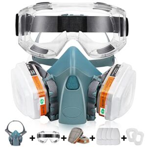 DADUMK Reusable Spray Paint Respirator, Welding Fume Half Face Cover Set for Paint, Dust, Chemical, Epoxy Paint, Woodworking and Organic Vapor Gas