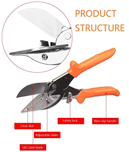 Miter Shear, Multi Angle Miter Shear Cutter Cuts 45 to 135 Degree with 5 Replacement Blades, Miter Shear Cutter for Angular Cutting and Trimming of Trunking and PVC Strips | The Storepaperoomates Retail Market - Fast Affordable Shopping