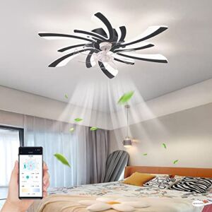 REYDELUZ 30.7” Ceiling Fan with Lamp, Led Ceiling Fan Flower Shape Bedroom Ceiling Lamp Remote Control 3 colors switching Dimming Timing 6 Wind Speed Living Room Fan Ceiling Lamp