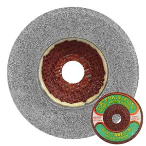 SI FANG 4 inch x 5/8 inch PVA Polishing Wheel Pads, Silicon Carbide Angle Grinding Wheel Spongy Disc, for Marble Tile Edges, Glass, Metal Deburring Trimming Mirror Polishing (120 Grit/1PC）