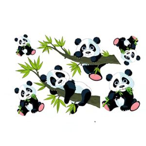 Honkoolly Cartoon Panda on The Tree Branch Kids Room Wall Stickers Removable Wall Art Decor for Child Decal Bathroom Bedroom Living Room Playroom Decoration Decal (Panda)