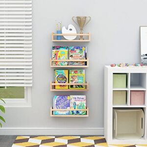 Nursery Book Shelves Set of 4，17 inch Wall Bookshelves for Kids， Perfect for Baby’s Room, Kitchen, Bedroom and Bathroom. (17S4)