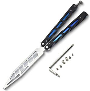 Practice Knife Trainer, Flip Training Knife With Dull Blade & G10 Handle, Flipping as smooth as butter, Great Gift For Beginner Intermediate , Comes With Screwdriver And Extra Screws. (Blue)