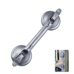 DAREN MEDICAL Heavy Duty Suction Shower Grab Bar – Toilet Bathroom Bathtub Safety – Shower Handles, Suction Cup Power Up to 250 LB, Perfect for Elderly Seniors(17 Inch, Gray Silver)
