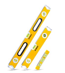 RONGPRO 3-Piece Spirit Level Set, 9″, 16″, 24″ Measuring Tool with 45°/90°/180° Bubbles, Shock Resistant Bubble Level Tool
