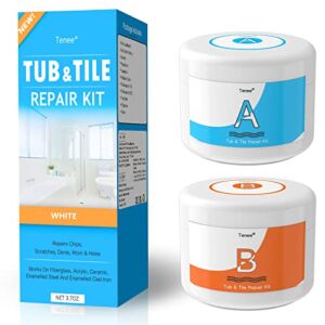 Tub Repair Kit White & Porcelain Repair Kit – 3.7 OZ Fiberglass Repair Kit with Super Adhesion, Bathtub Repair Kit for Cracked Bathtub, Works on Ceramic Sink Repair and Acrylic Bathtub Damage