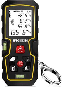 Laser Measurement Tool 196ft, HYGGEIN Laser Distance Measure, Laser Measuring Tape with Levels(M/in/Ft/Ft+in,±1/16in Accuracy), Pythagorean Mode, Distance, Area and Volume