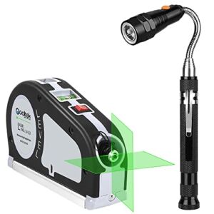 Laser Level, Qooltek Rechargeable Multipurpose Cross Line Green and Qooltek Telescoping LED Magnetic Flashlight