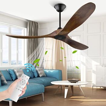 Outdoor Ceiling Fans for Patios, Ceiling Fan No Light with Remote, Modern Wood Ceiling Fan 3 Blade Ceiling Fans for Commercial Indoor Outdoor Farmhouse (52 inch ceiling fan) | The Storepaperoomates Retail Market - Fast Affordable Shopping
