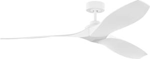 Monte Carlo 3CLNCSM60RZW Collins Coastal Smart 60″ Outdoor Wet Locations Ceiling Fan with Hand Remote, 3 Blades, Matte White