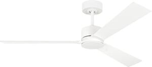 Monte Carlo 3RZR52RZW Rozzen 52″ Damp Locations Ceiling Fan with Hand Remote, 3 Blades, Matte White