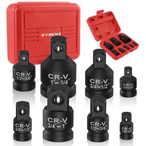 WYBENZ Impact Socket Adapter and Reducer Set /Breaker Bar Wrench Conversion Kit 1/4″ -3/8″ -1/2″ -3/4″Adapter Set Mechanic tools with Storage Case 8Pcs