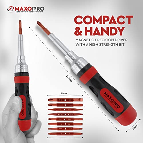 Ratcheting Multi Screwdriver with Magnetic Tips – 19 In 1 Ratchet Screwdriver Set – Portable and Multipurpose All In One Screwdriver, Phillips/Slotted/Torx-Star/Hex/Square Bits – MaxoPro | The Storepaperoomates Retail Market - Fast Affordable Shopping