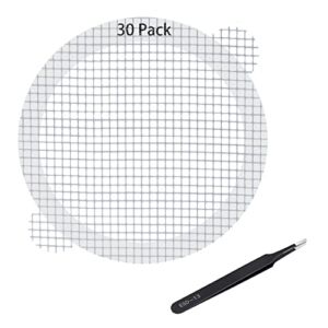 Disposable Shower Drain Hair Catcher Stickers, 30 PCS Mesh Stickers 4.3” with Clean Tweezers, Shower Drain Stickers Not Rot Anti-Blockage