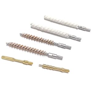 6 Pack Bore Brush/Swab Cleaning Kit Phosphor Bronze Cotton Brushes Brass Jag Slotted Tip, Bore Brushes Mop Brushes for 5.56mm/7.62mm/9mm/12GA