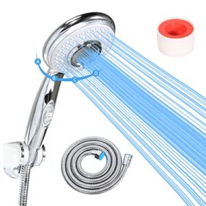 RV Shower Head with Hose and on off switch – High pressure shower head replacement for Bath room、RV、Motor home、Boat、Travel Trailer and Camper – with Stainless Steel 60ft Hose and bracket