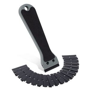 FOSHIO 6 Inch Plastic Scraper with 20 PCS Plastic Razor Blades, Scraper Tool for Sticker, Gasket, Label Remover (Grey)