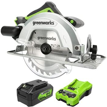 Greenworks 24V Brushless 7-1/4-inch Circular Saw with 24V Battery Charger and 24V 4Ah USB Battery | The Storepaperoomates Retail Market - Fast Affordable Shopping